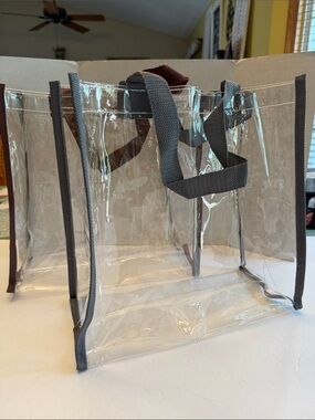 🔥Clear PVC Tote Bag Choose Gray or Brown 12” x 12” x 6” Deep